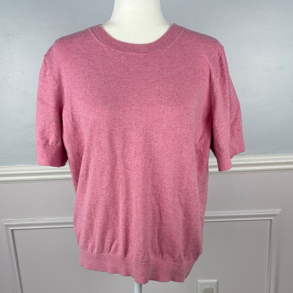 J. Crew Cashmere Blend Pink Top XL Short-Sleeve Sweater Pink Lady Balletcore - Picture 5 of 14